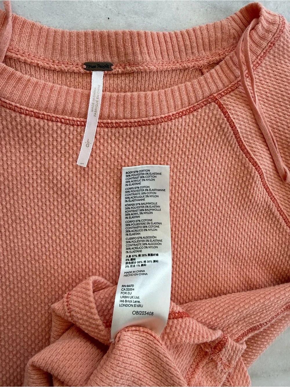 Free People In The Mix Cuff Thermal Top Desert Orange Combo Boho Women L
